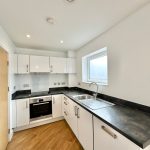 Modern white kitchen with oven and sink