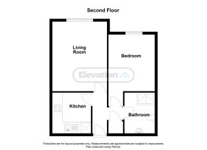 Second floor flat layout with four rooms.