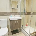 Modern bathroom with shower and sink