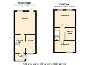 Two-storey house floor plan with room labels.