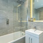 Modern bathroom with shower and sink