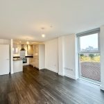 Modern open-plan kitchen in bright apartment.