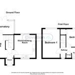 Two-storey house floor plan with conservatory and bedrooms.