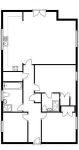 House floor plan with four rooms.