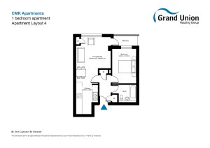 One-bedroom apartment floor plan, layout 4
