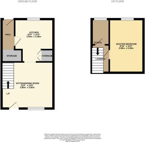 Two-storey house floor plan with dimensions.