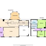 Two-storey house floor plan with conservatory.