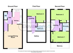 Three-storey house floor plan with labelled rooms.