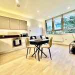 Modern open-plan kitchen and living area.