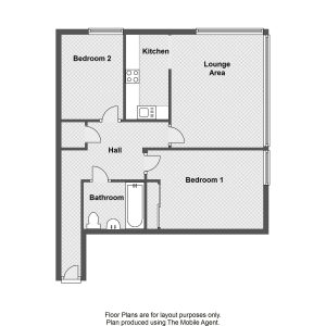Two-bedroom flat floor plan layout