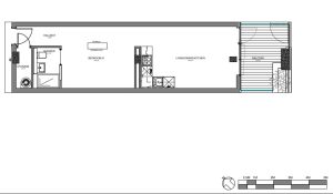 Studio flat floor plan with balcony