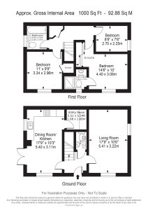 Two-storey house floor plan with room dimensions.