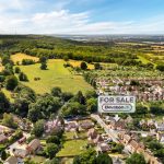 Aerial view of countryside property for sale
