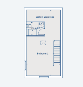 Floor plan: Bedroom 1, en-suite, walk-in wardrobe.