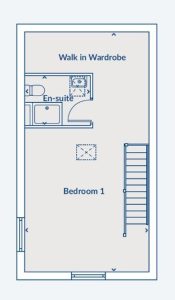 Floor plan: Bedroom, en-suite, walk-in wardrobe.