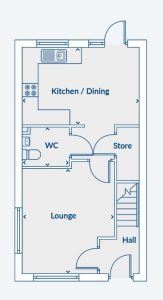 Ground floor flat layout with rooms labelled.