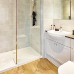 Modern bathroom with shower and sink