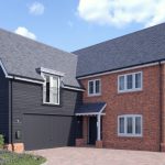 Modern brick house with garage and driveway