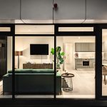 Modern open-plan kitchen and living room interior