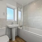 Modern bathroom with tub and shower