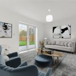 Modern living room with stylish furniture and art.