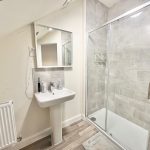 Modern bathroom with shower and sink