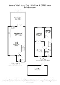 Two-storey house floor plan with garage.
