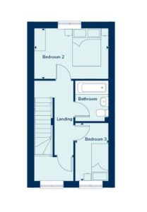 First floor layout with two bedrooms and bathroom.