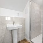 Modern bathroom with shower and sink