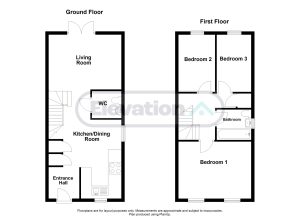 Two-storey house floor plan with labelled rooms.